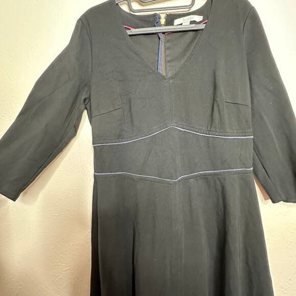Boden Womens Bryony Broderie Trim 3/4 Sleeve Fit & Flare A-Line Dress Black Sz10 - Picture 7 of 11
